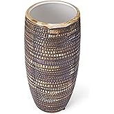 Elements 5.12x5.12x10.83 Inch Black and Gold Textured Ceramic Vase