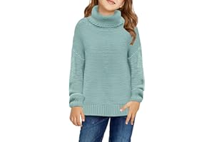 Dokotoo Girls Turtleneck Sweaters Kids Long Sleeve Chunky Knit Pullover Sweater Tops