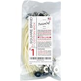 PremiumCraft Square Braid Cotton Candle Wick - #1, Tabbed, Waxed (50 Count)