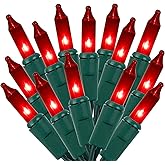 LJLNION Valentines String Lights, 150 Count 33 FT Incandescent Mini Green Wire Christmas Fairy Light, 120V UL Certified Connectable Tree Lights for Patio, Holiday, Party, Outdoor Indoor Decor, Red