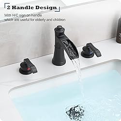 HEYMYTAP Brass Waterfall Bathroom Faucet, 4-16 Inch