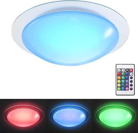 bklicht plafon led regulable i lampara de techo led multicolor i 16 colores seleccionables con mando a distancia i o28cm 12w i exterior y interior i