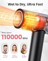 Dekuri Pro Hair Dryer 110,000 RPM Brushless Motor Ionic Care Diffuser view 2