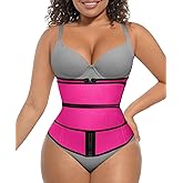 FeelinGirl Waist Trainer for Women Belly Fat Long Torso Sauna Workout 2 Belt With Zipper 7 Steel Bones Corset