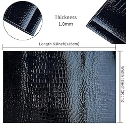 HYANG Black Glossy Embossed Crocodile Texture PU