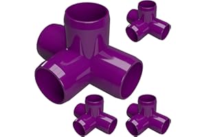 FORMUFIT 1-1/4” 4-Way Tee Furniture Grade PVC Fitting in Purple, Made in USA, UV-Resistant, Impact-Proof, 1.660” Actual Socket Diameter (Pack of 4) - F1144WT-PU-4