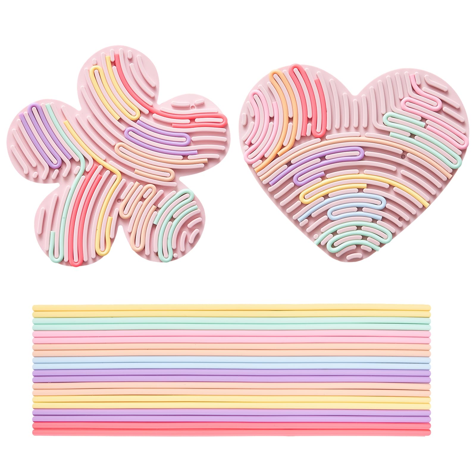 Photo 1 of 2 Pack Sensory Activity Board with 20 Random-Color Strings, Double-Sided Silicone Sensory Fidget Toy for Kids and Adults with Autism, ADHD, Silent, Stress Relief, Calming, Focus, Gift for Girls Boys