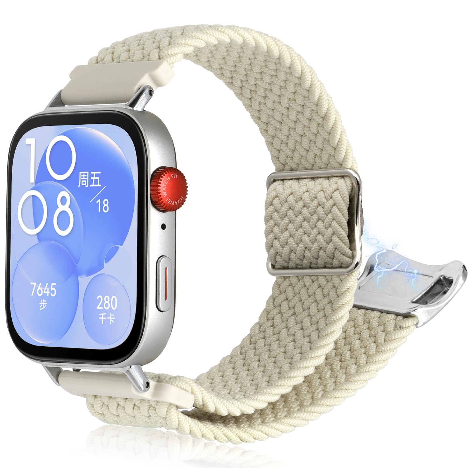 CHULN Nylon Strap Compatible with Huawei Watch Fit 3, Magnetic Adjustable Replacement Wristbands for Huawei Watch Fit 3.(No Host), Starlight