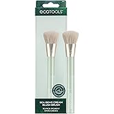 EcoTools Sea Gems Cream Blush Brush, Liquid and Cream Makeup Brush | Liquid and cream blush brush for cheeks, smooth buildable cheek color, dense rounded bristles, sustainable design, vegan