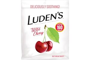 LUDENS Luden's Sore Throat Drops, for Minor Sore Throat Relief, Wild Cherry, 160 Count