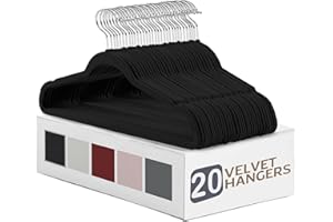 IR Imperial Rooms Velvet Hangers 20 Pack - Non Slip Black Felt Hangers with 360° Rotatable Hook - Clothes Hangers for Closet Holds up to 10 lbs - Coat, Pants & Dress Space Saving Hangers