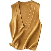 Blostirno Women's Sweater Vest V Neck Knit Pullover Vests Trendy Solid Knitwear Sleeveless Sweaters Tops