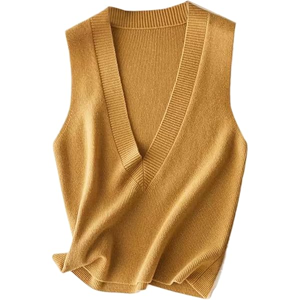 SGeneE Cashmere V-Neck Sweater Vest Ladies Sleeveless Pullover