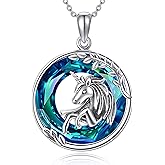 MONGAS Crystal Necklace Music/Astronaut/Fairy/Airplane/Cello/Dog Cat/Unicorn Necklace Sterling Silver Music/Astronaut/Fairy/Airplane/Cello/Dog Cat/Unicorn Jewelry for Women