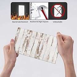 White Grey Wood 4 Gang Light Switch Cover