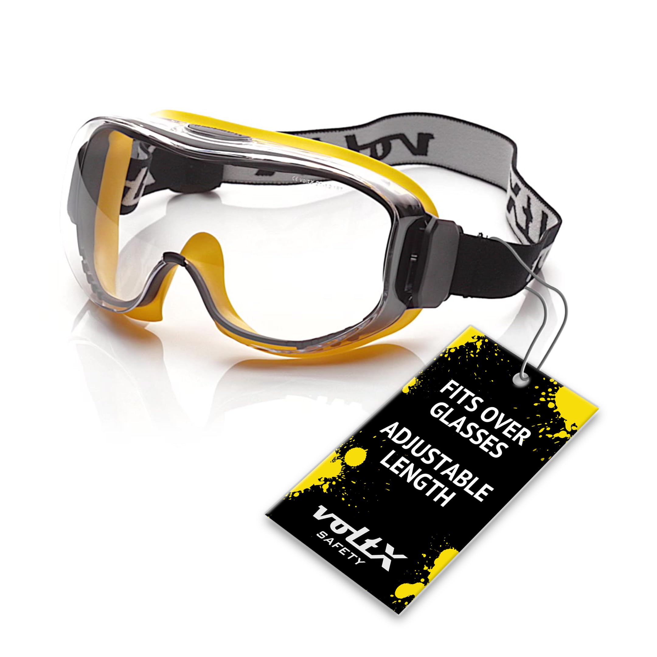 voltX DEFENDER ULTRA indirect ventilated Safety Goggles, CLEAR lens with snug fitting seal and buckle adjustable headband, CE EN166BT, EN170 Certified, Anti fog & Anti Scratch coated UV400 lens.