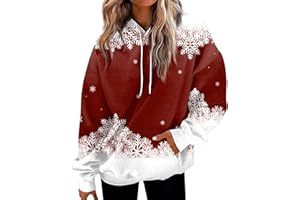 Segaven Womens Fall Fashion 2023,Womens Christmas Tree Print Hoodies Pullover Xmas Holiday Tops Drawstring Pocket Sweatshirt