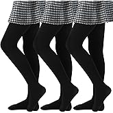 MANZI 3 Pairs Girls Opaque Footed Tights 80D Microfiber School Dress Tights for Kids