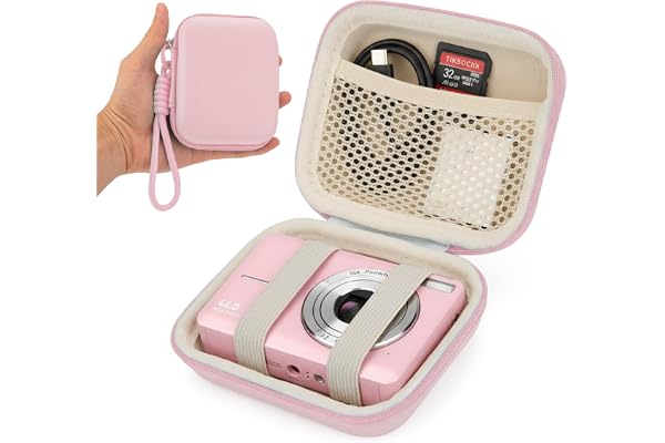 CVVD Digital Camera Case, Protective Hard EVA Shell Camera Bag for KODAK PIXPRO FZ55 FZ45, CAMKORY, Canon PowerShot ELPH 180/IXUS, Small Travel Compact Camera Accessories Holder (Pink)