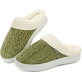 UBFEN Mens Womens Slippers Classic Plaid Winter Warm with Memory Foam Fluffy House Shoes Platform Indoor Bedroom