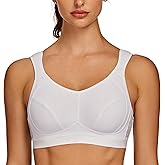 AGONVIN Women's High Impact Support Wirefree Bounce Control Plus Size Workout Sports Bra White 42D