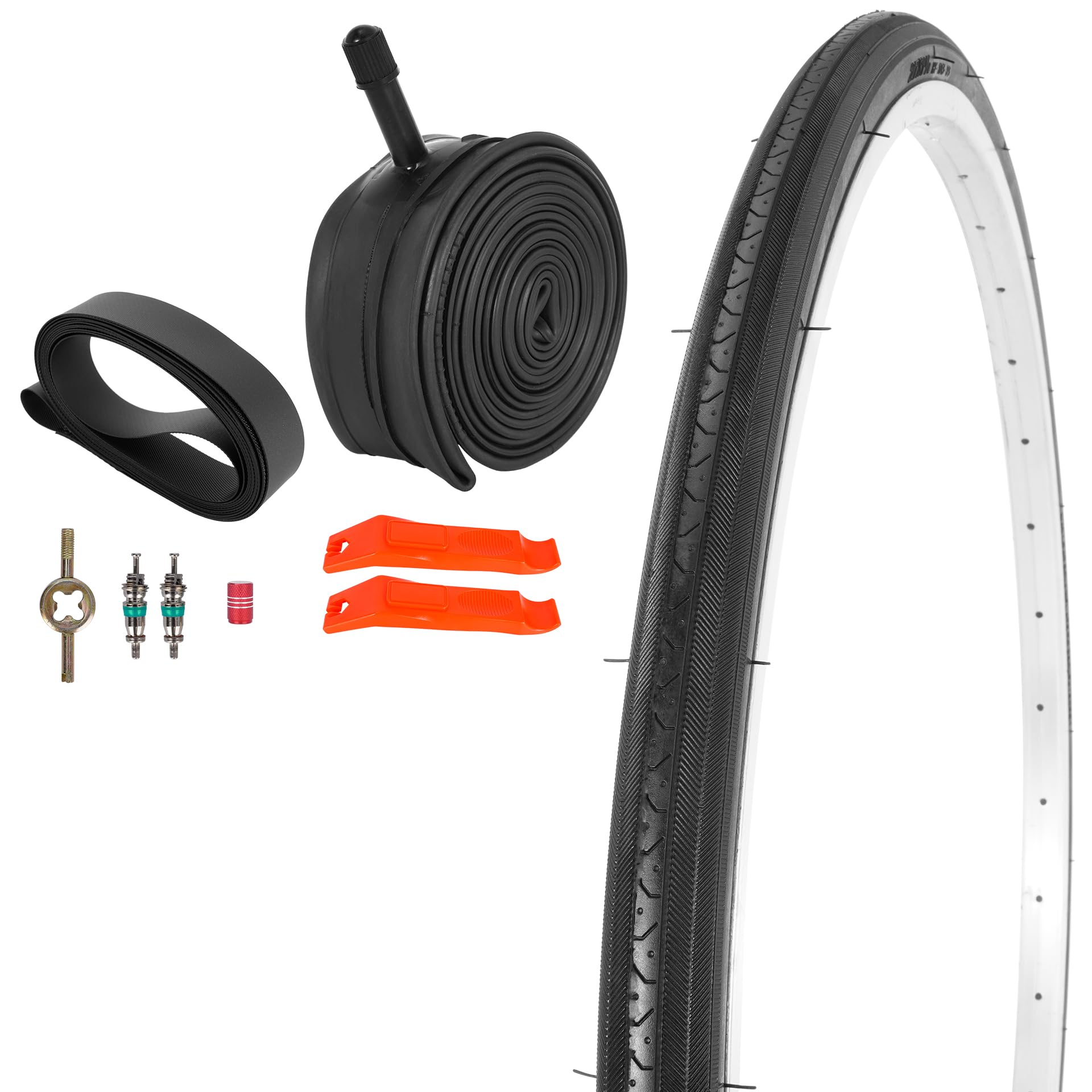 Photo 1 of RUTU 27x1 1/4 Road Bike Tires and 27" Bike Tubes - Schrader Valve with 2 Rim Strips,Tire Levers - Fit for 27x1.25 27 x 1 1/4 Bike Bicycle Tires and Tubes