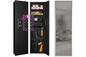 MyVoice 53" In-Wall Gun Safe with Biometric Fingerprint Lock, Dual Alarm System, Hidden Rifle Safe with Digital Keypad, 19-Gauge Steel for Concealed Storage, Silent Mode Home Defense