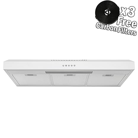 Akdy 36 In 58 Cfm Convertible Under Cabinet Range Hood In White Painted Stainless Steel With Lighting