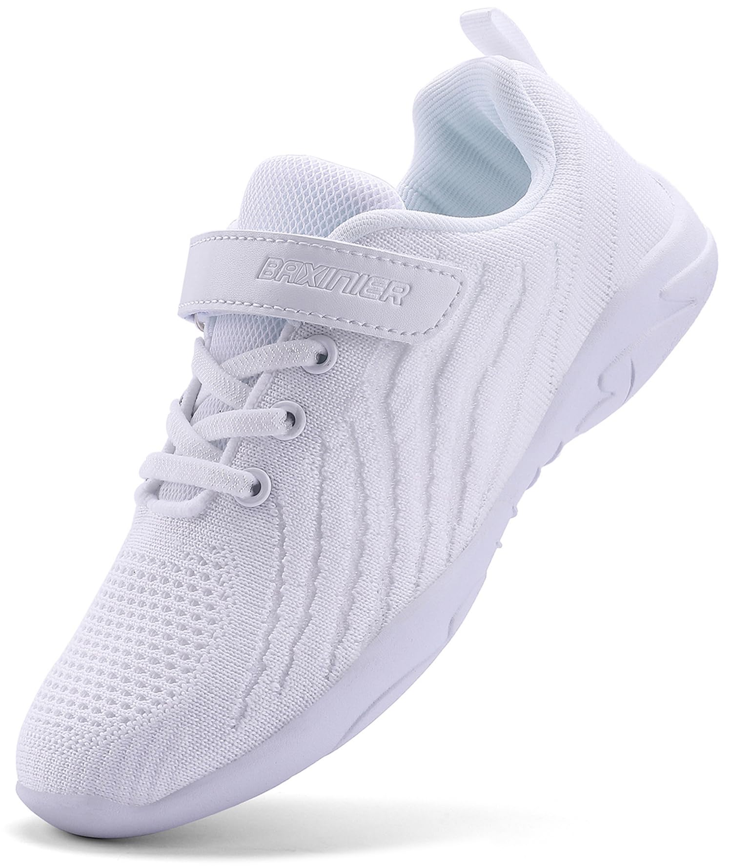 FUQIAO Girls All White Cheerleading Shoes Lightweight Cheer Sneakers for Women Breathable Dance Shoes White 2 Little Kid Image