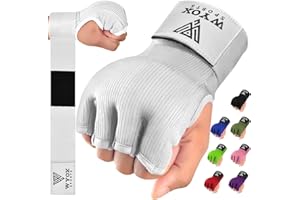 WYOX Gel Boxing Hand Wraps Inner Gloves for Men and Women, Quick 80cm Long Wrist Straps, Elasticated Padded Boxing Wraps for 