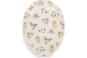 NAT AND JULES Nat & Jules Dainty Floral White 6 x 4 inch Ceramic Oval Countertop Spoon Rest - Versatile & Ideal for Everyday use from Stove Top, Kitchen Counter, & Coffee or Cooking Stations, Dainty Floral White