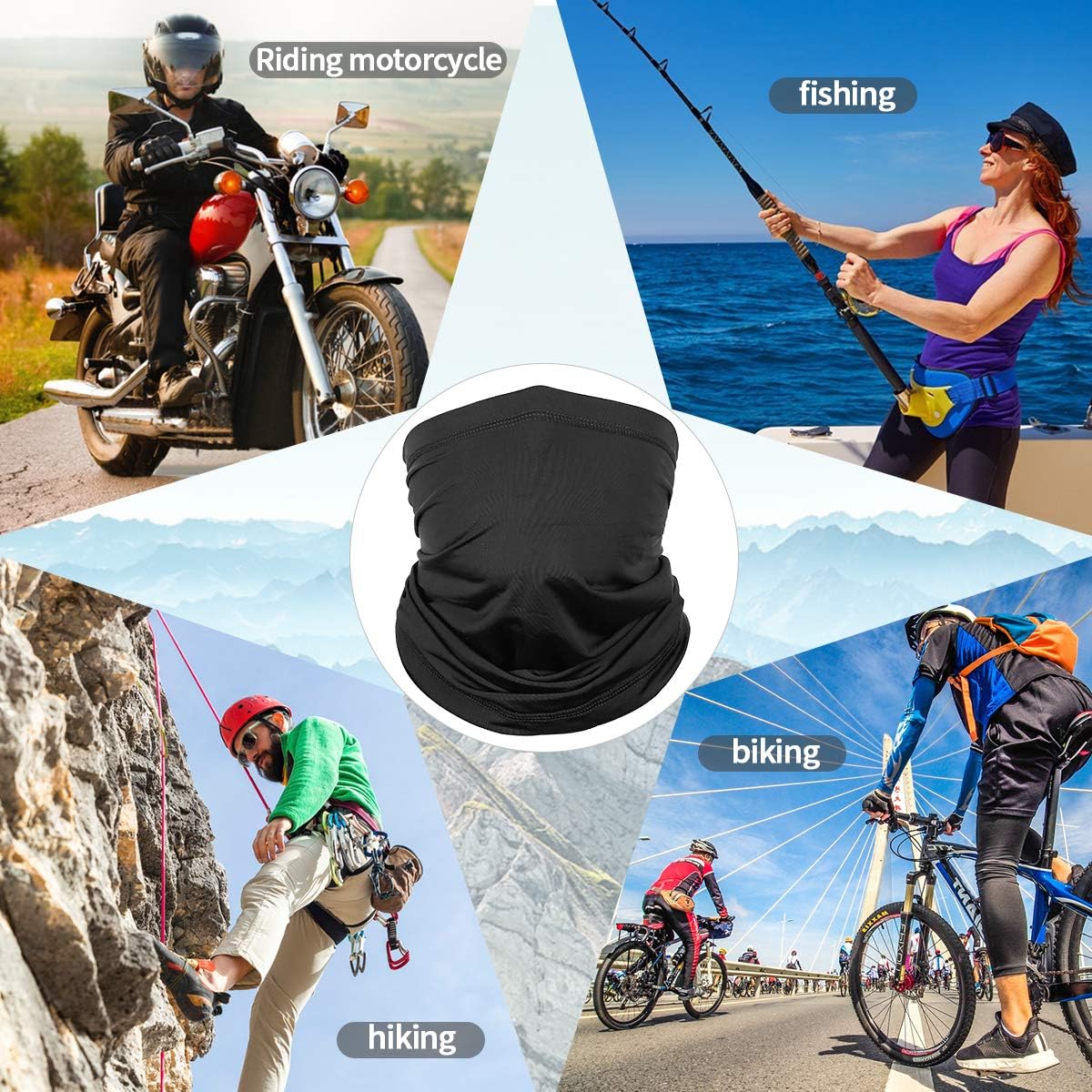 Achiou Neck Gaiter Face Mask Scarf Dust Sun Protection Cool Lightweight Windproof, Breathable Fishing Hiking Running Cycling Black at  Men’s Clothing store