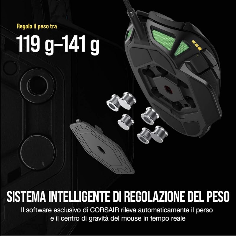 NIGHTSWORD RGB Mouse da Gioco per FPS/MOBA, 18.000 DPI – Nero