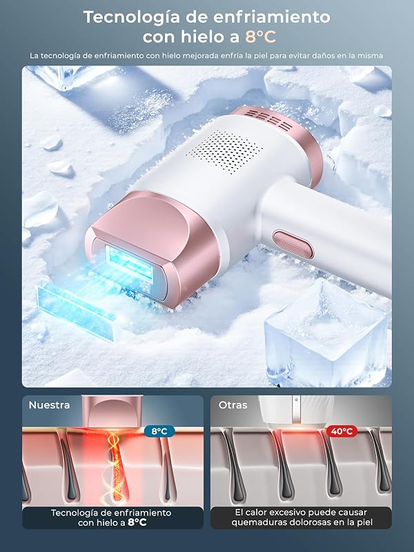Máquina de depilação a laser 21J com função de arrefecimento, depilador de luz pulsada 600-1200NM com 9 níveis de energia, ecrã tátil LCD para mulheres e homens, biquíni, axilas, rosto e corpo cor-de-rosa