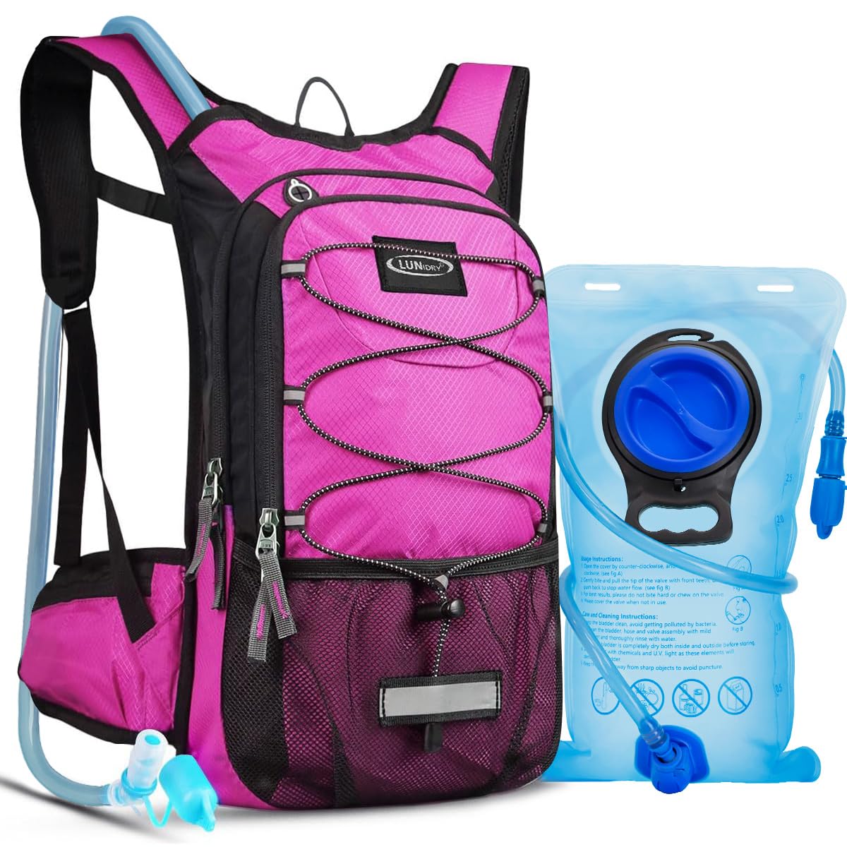 Lunidry Hydration Backpack with 3L Water Bladder, 15L Running Hydration Backpack for Men & Women, Lightweight Leakproof Water Rucksack Mountain Bike Hydration Bag Pack for Outdoor Cycling Hiking