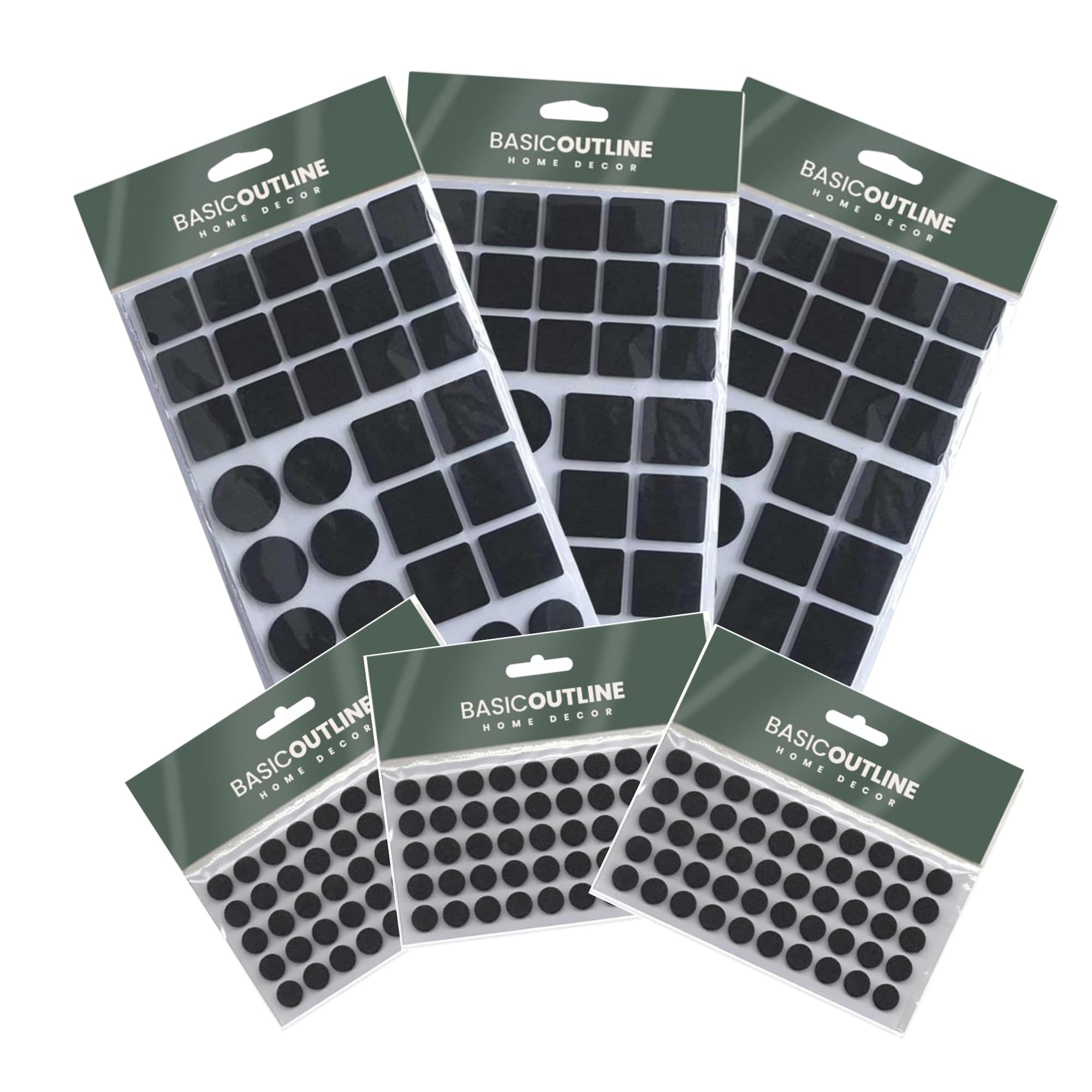 Eva Rubber Furniture Pads miltipack 276 PCS set Non-Slip Floor Protector Pads 126 PCS Mixed Sizes & Kitchen Cabinet bumbers 150 PCS Anti Slam Cushion Rubber feet pads 10 mm (Black Eva Rubber, 276)