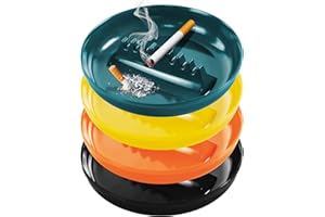 Grovind Ash Tray for Cigarettes, Indoor Outdoor Ashtrays for Patio, Home, Office Decor, 7 Inches Large Size Plastic Ashtray With 7 Cigarette Ports, Cool Ashtrays Round 4-pack