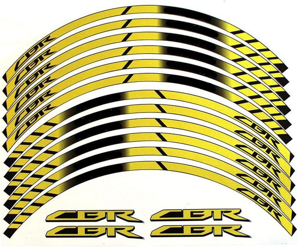 Yellow 10 X Custom Rim Decals Wheel Reflective Stickers Stripes for Honda CBR 600 1000 1100 250 929 900 954 300 500 RR