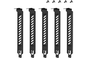 YIMATEECO PCI Slot Cover with Screws for Computer PC Case Accessories, 5Pcs Hard Steel Black PCI Slot Covers Dust Filter Brac