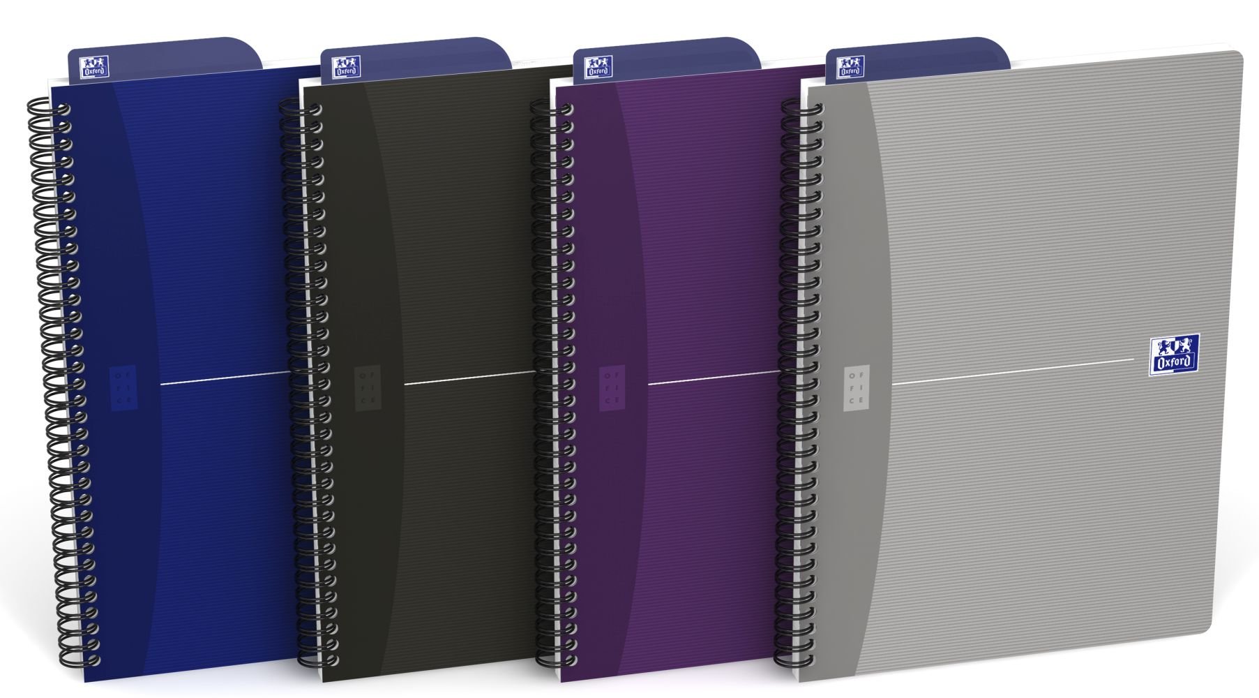 Oxford 400090611 Spiral Tablet Book B5 with Bookmark Ruler 90 Sheets Squared Pack of 4 Assorted Colours: Black, Blue, Purple, Silver