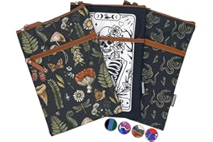 French KOKO 3-Piece Waterproof Book Sleeve Cover, Book Protector Case with Zipper Pocket and Handle Sleeve Book Carrier Travel Book Cover Case Carrying Case Goth Gothic Book Lover Gifts