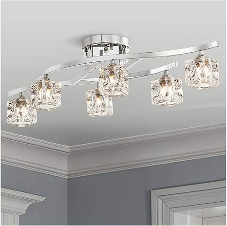 Possini Euro Crystal Cube And Chrome Ceiling Light Possini Euro