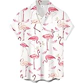 Gwnnb Bowling Shirts for Men Print Short Sleeve Regular Fit Hawaiian Casual Button Down Beach Shirts