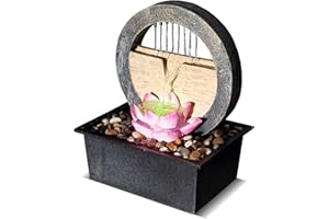 Vipush Tabletop Water Fountain, Zen Peaceful Water Meditation Decor, Desktop Fountain Home and Office Decoration,Indoor Waterfall Feature with LED Light Transform Your Space 8X6X12in