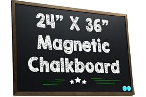 Besso 24 x 36 Magnetic Chalkboard Blackboard - Large Hanging Framed Wall Chalk Board w/Wooden Frame - Rustic 2x3 Wall Black Board to Use at Home and Office - includes Magnets (Brown)