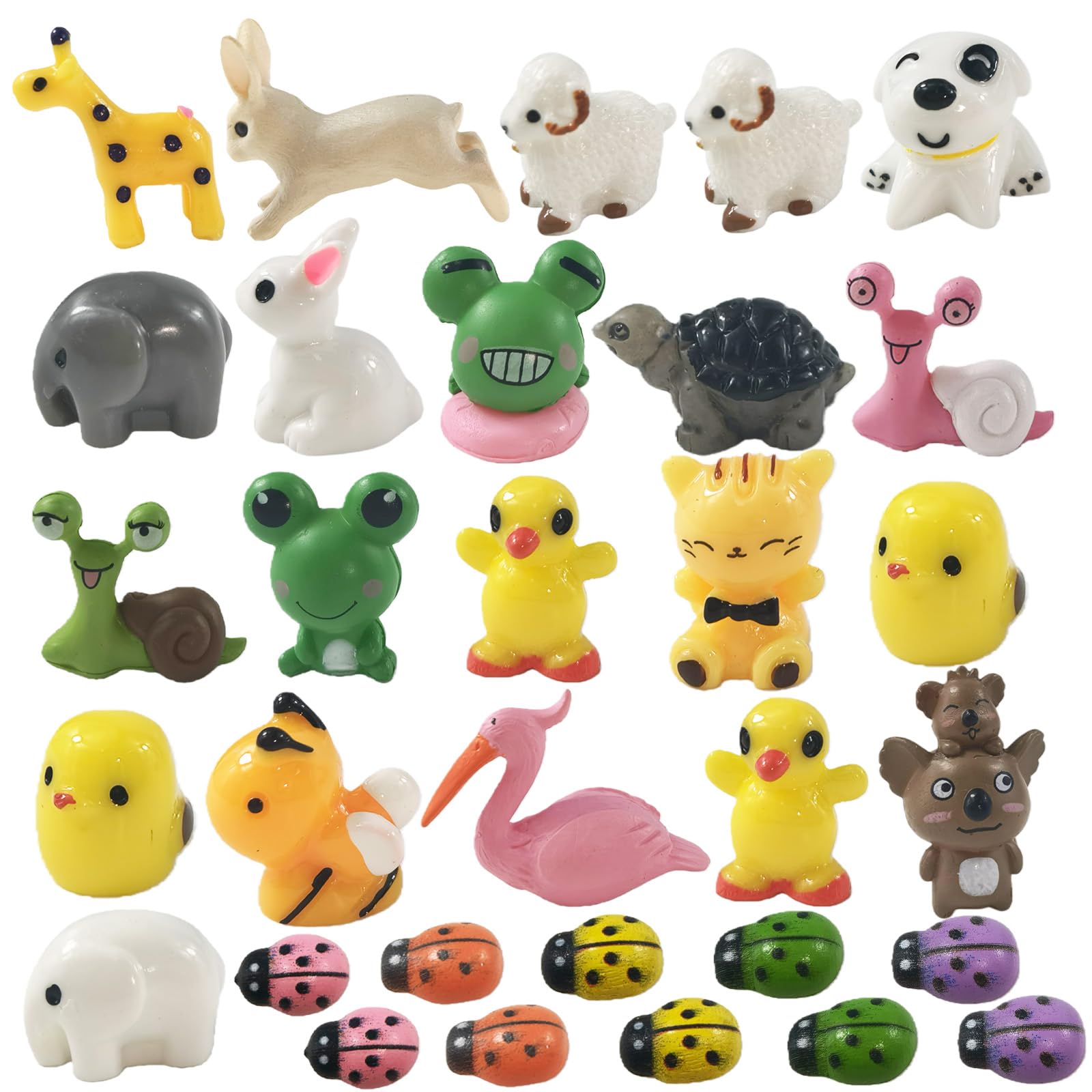EMiEN 31 Pieces Mini Animals Miniature Ornament Set, Miniature Ornament Kit for DIY Dollhouse Decoration Fairy Garden Décor