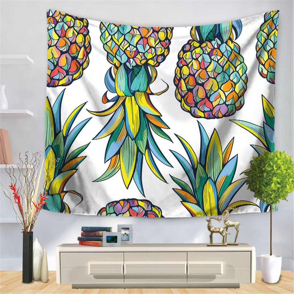 Modern Rectangle Digital Printing Tapestry,Fashion Painted Pineapple Beach Towel Cushion,Picnic Tablecloth,Living Room Bedroom Decorations 59x79inch,A