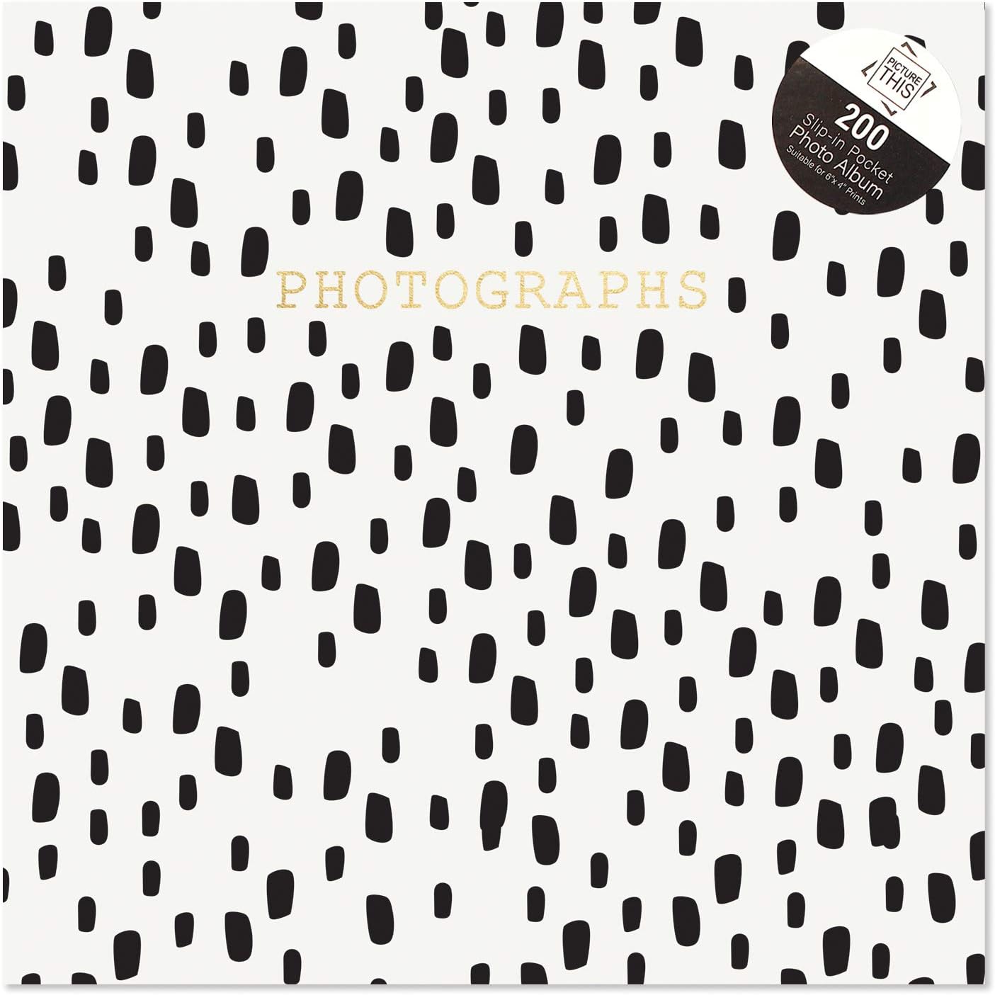 Tallon White with Black Spots 6x4 Photo Album Memo Slip in Holds 200 Photos, 6 x 4