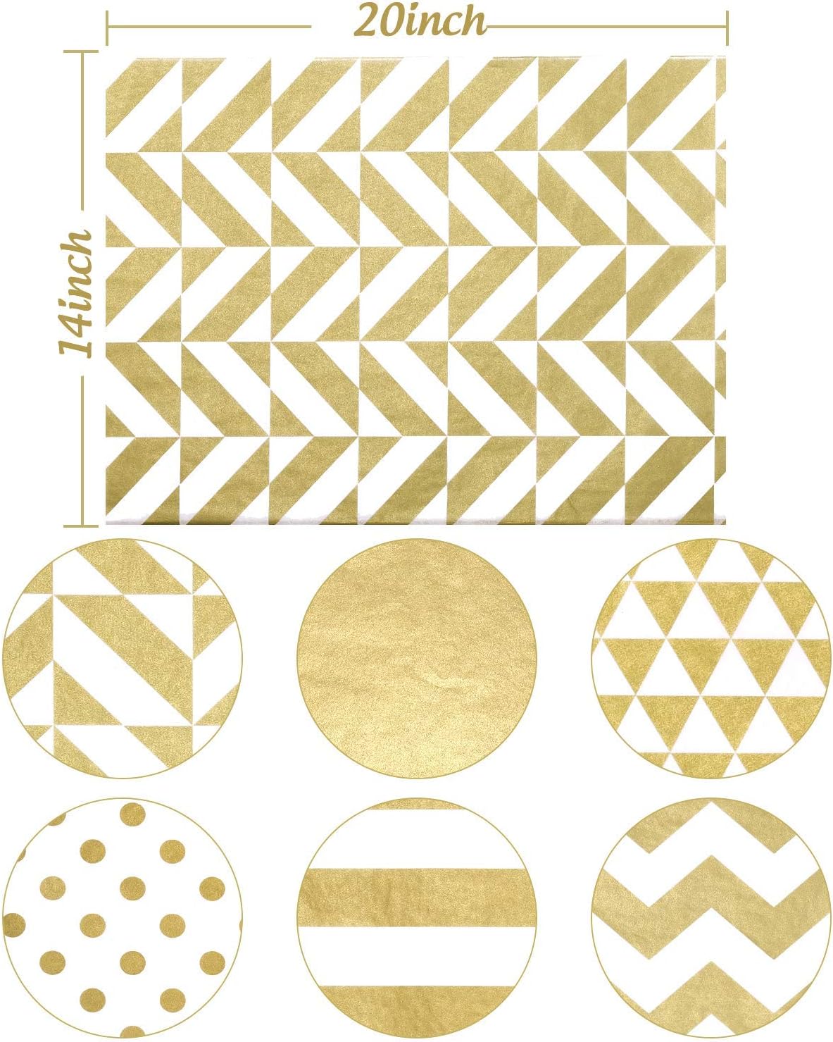Whaline Christmas Paper 180 Sheets Gold Tissue Paper Bulk, Metallic Gift Wrapping Paper for Home Kitchen, Birthday Party - Image 3
