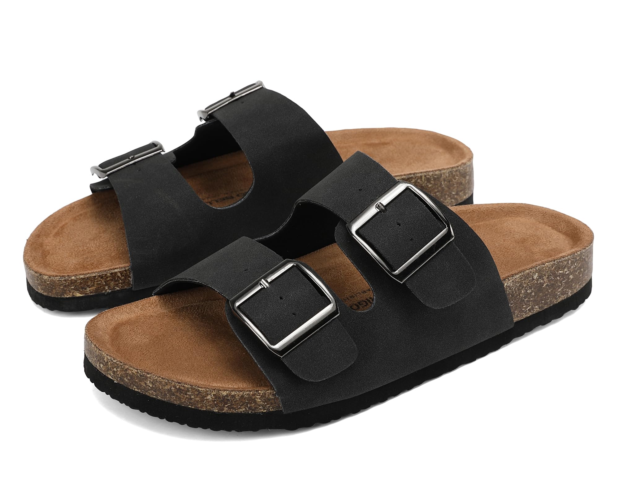 ARRIGO BELLO Pantoletten Damen Sandalen Verstellbare Rieme Badelatschen Rutschfestet Hausschuhe Indoor Outdoor Größe 36-41(Schwarz,39) 6